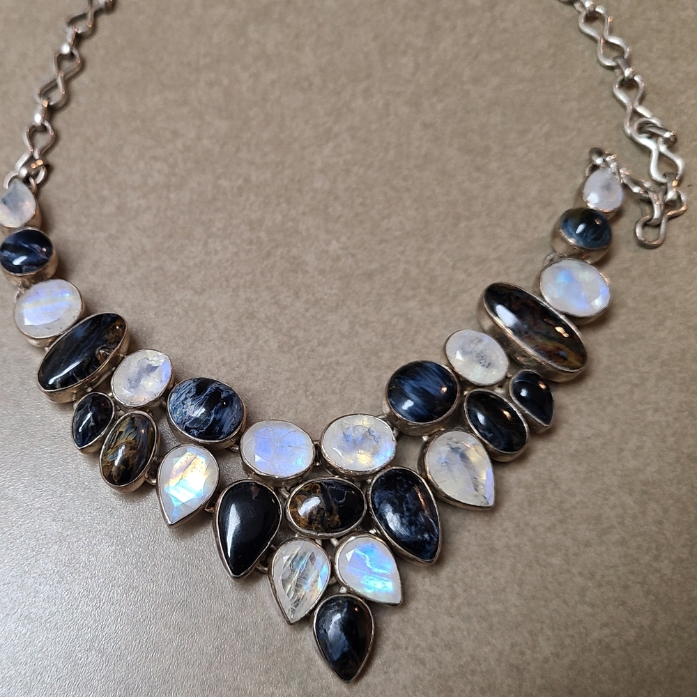 Pietersite And Rainbow Moonstone Necklace